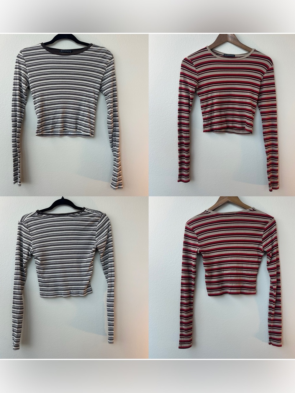 Brandy Melville Stripped Ribbed Crop Long Sleeve Top Bundle OS 327